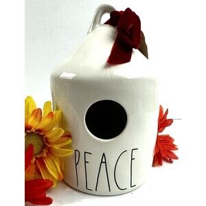 New Rae Dunn Artisan Collection By Magenta PEACE Birdhouse White Black
